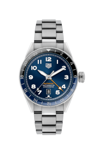  Shop Authentic Tag Heuer Autavia Cosc GMT Automatic Blue Dial Silver Steel Strap Watch for Men - WBE511A.BA0650 - Luxxuri