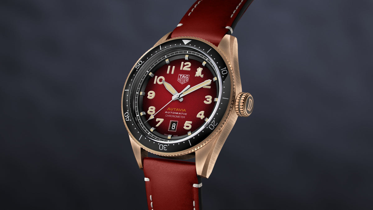  Shop Authentic Tag Heuer Autavia Calibre 5 Chinese New Year Maroon Dial Maroon Leather Strap Watch for Men - WBE5193.FC8300 - Luxxuri