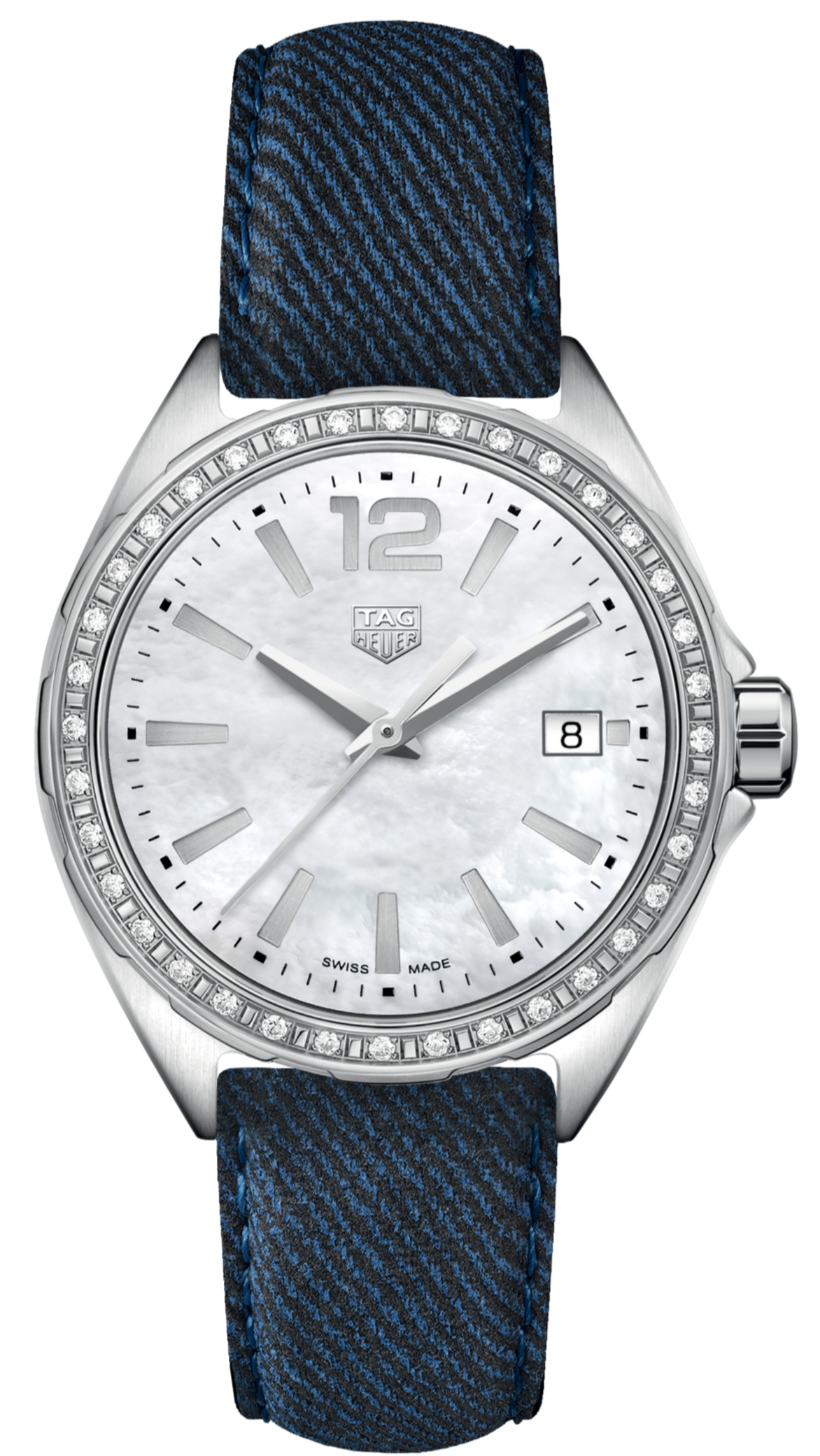  Shop Authentic Tag Heuer Formula 1 Quartz Diamonds Mother of Pearl Dial Blue Leather Strap Watch for Women - WBJ131A.FC8251 - Luxxuri