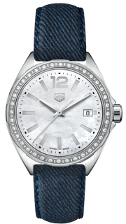  Shop Authentic Tag Heuer Formula 1 Quartz Diamonds Mother of Pearl Dial Blue Leather Strap Watch for Women - WBJ131A.FC8251 - Luxxuri
