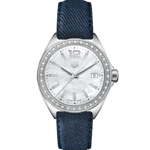  Shop Authentic Tag Heuer Formula 1 Quartz Diamonds Mother of Pearl Dial Blue Leather Strap Watch for Women - WBJ131A.FC8251 - Luxxuri