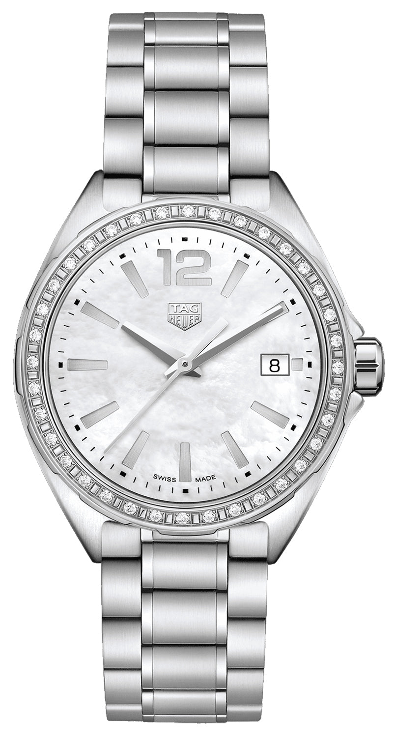  Shop Authentic Tag Heuer Formula 1 Quartz Diamonds Mother of Pearl Dial Silver Steel Strap Watch for Women - WBJ131A.BA0666 - Luxxuri