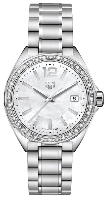  Shop Authentic Tag Heuer Formula 1 Quartz Diamonds Mother of Pearl Dial Silver Steel Strap Watch for Women - WBJ131A.BA0666 - Luxxuri