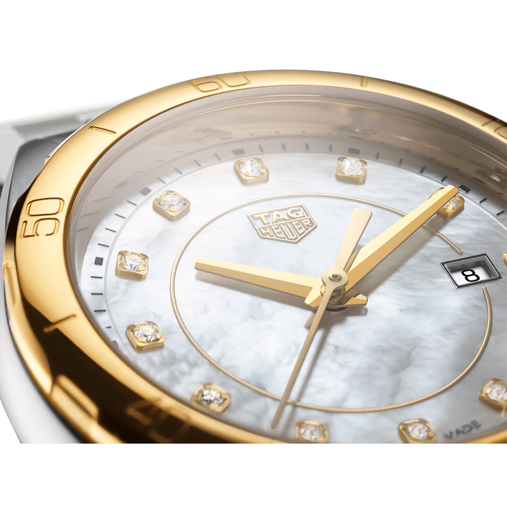  Shop Authentic Tag Heuer Formula 1 Diamonds Mother of Pearl White Dial Two Tone Steel Strap Watch for Women - WBJ1421.BB0648 - Luxxuri