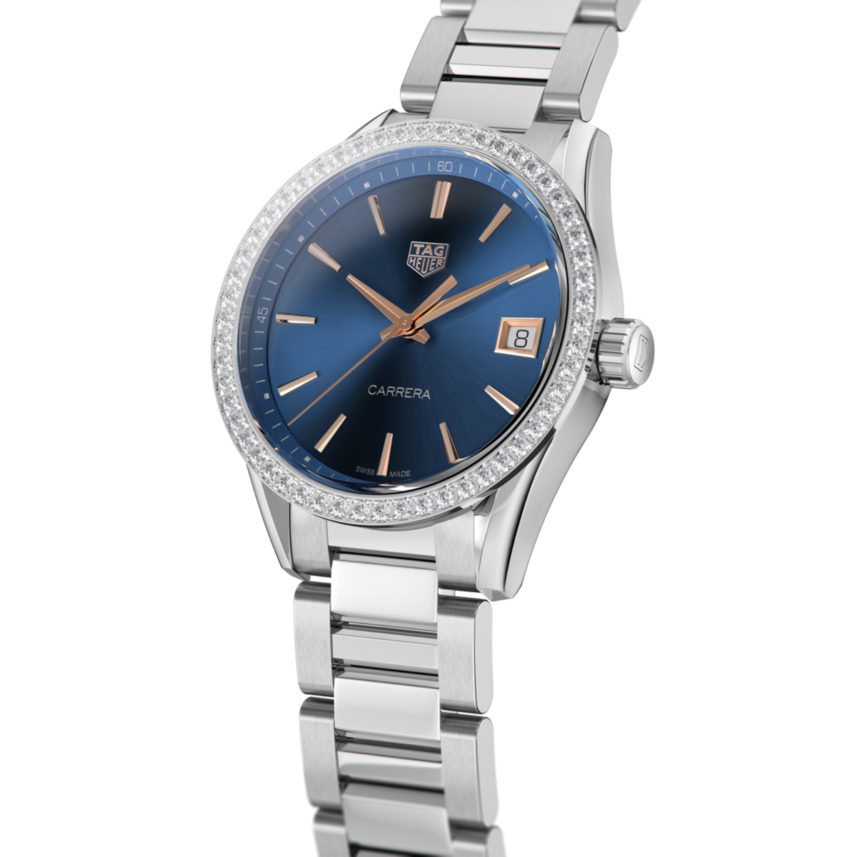  Shop Authentic Tag Heuer Carrera Quartz Diamonds Blue Dial Silver Steel Strap Watch for Women - WAR1114.BA0601 - Luxxuri