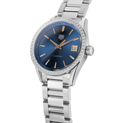  Shop Authentic Tag Heuer Carrera Quartz Diamonds Blue Dial Silver Steel Strap Watch for Women - WAR1114.BA0601 - Luxxuri