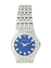  Shop Authentic Bulova Phantom Baguette Crystal Blue Dial Silver Steel Strap Watch for Men - 96A254 - Luxxuri