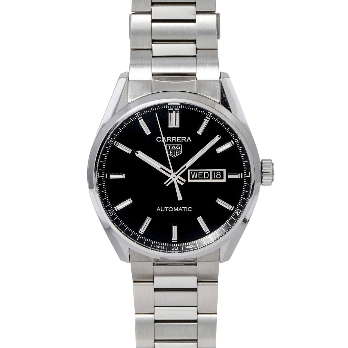  Shop Authentic Tag Heuer Carrera Day Date Automatic Black Dial Silver Steel Strap Watch for Men - WBN2010.BA0640 - Luxxuri