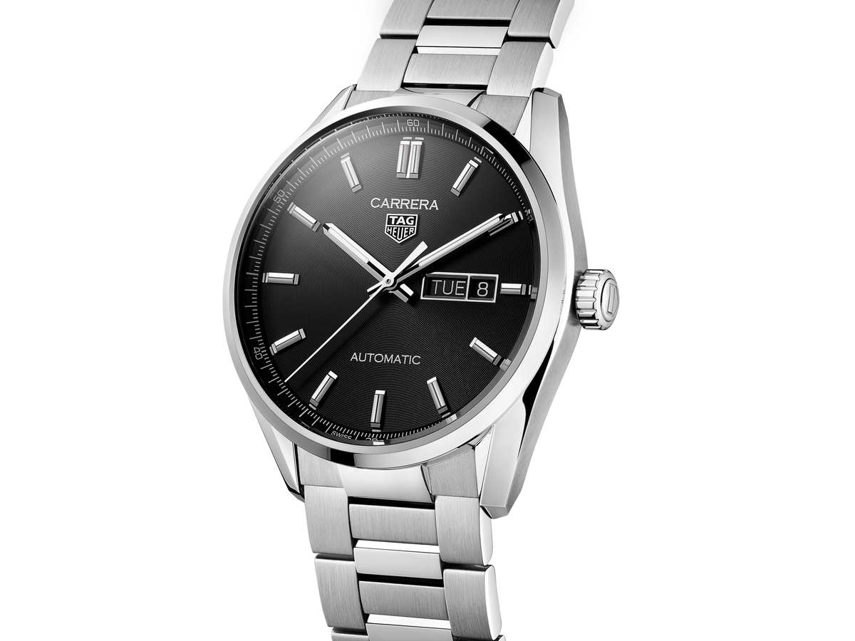  Shop Authentic Tag Heuer Carrera Day Date Automatic Black Dial Silver Steel Strap Watch for Men - WBN2010.BA0640 - Luxxuri