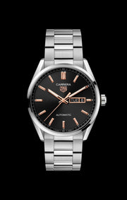  Shop Authentic Tag Heuer Carrera Day Date Black Dial Silver Steel Strap Watch for Men - WBN2013.BA0640 - Luxxuri