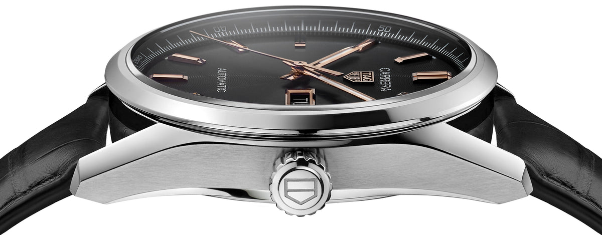  Shop Authentic Tag Heuer Carrera Day Date Black Dial Black Leather Strap Watch for Men - WBN2013.FC6503 - Luxxuri