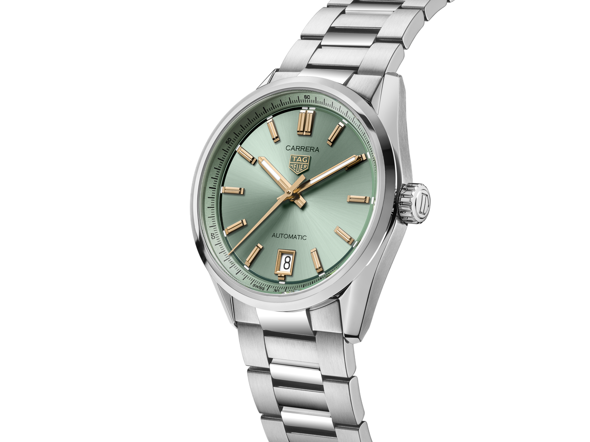  Shop Authentic Tag Heuer Carrera Date Automatic 18K Green Dial Silver Steel Strap Watch for Women - WBN2312.BA0001 - Luxxuri