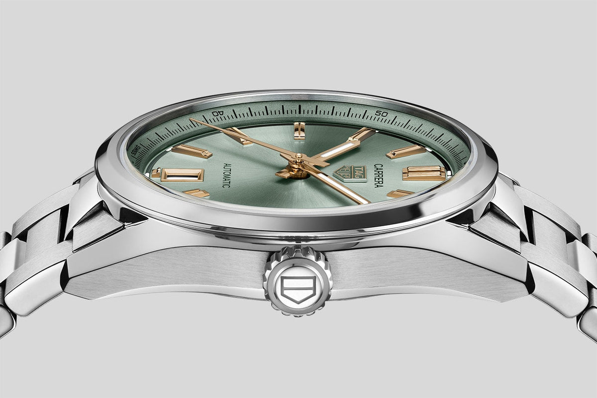  Shop Authentic Tag Heuer Carrera Date Automatic 18K Green Dial Silver Steel Strap Watch for Women - WBN2312.BA0001 - Luxxuri