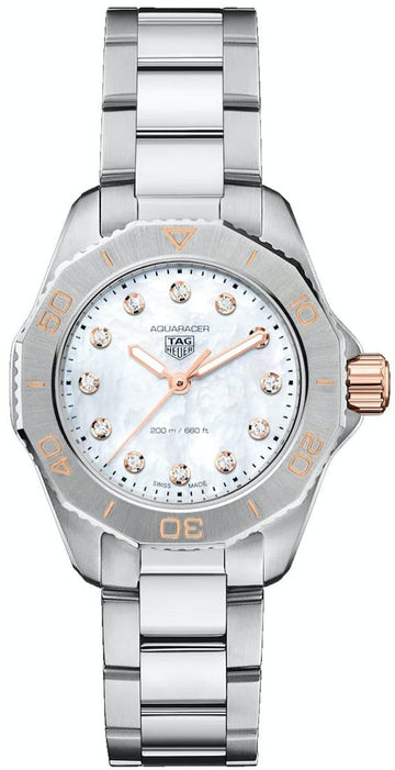  Shop Authentic Tag Heuer Aquaracer Professional 200 Quartz Diamonds White Dial Silver Steel Strap Watch for Women - WBP1450.BA0622 - Luxxuri