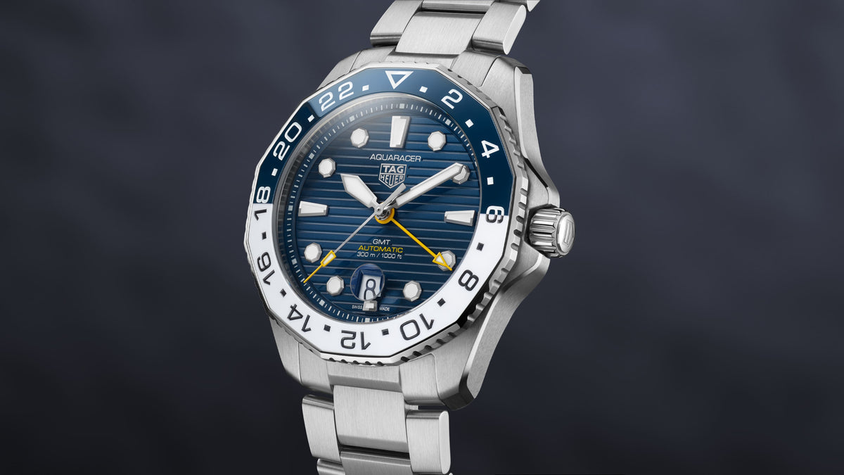  Shop Authentic Tag Heuer Aquaracer Professional 300 GMT Automatic Blue Dial Silver Steel Strap Watch for Men - WBP2010.BA0632 - Luxxuri