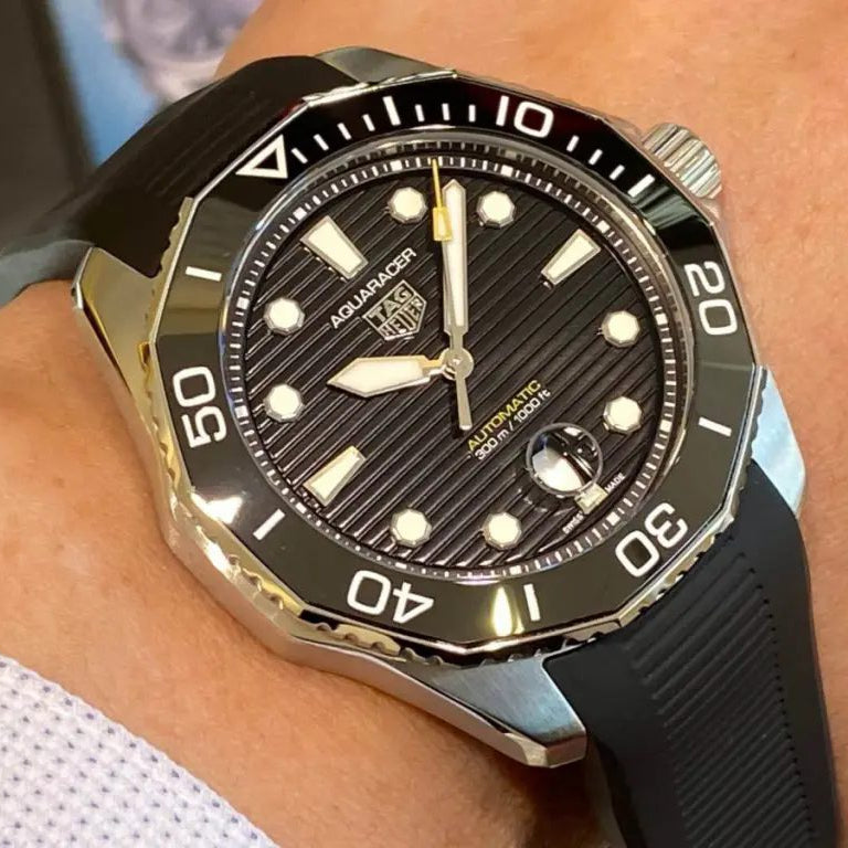  Shop Authentic Tag Heuer Aquaracer Professional 300 Automatic Black Dial Black Rubber Strap Watch for Men - WBP201A.FT6197 - Luxxuri