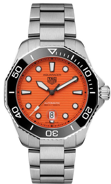  Shop Authentic Tag Heuer Aquaracer Professional 300 Diver Automatic Orange Dial Silver Steel Strap Watch for Men - WBP201F.BA0632 - Luxxuri