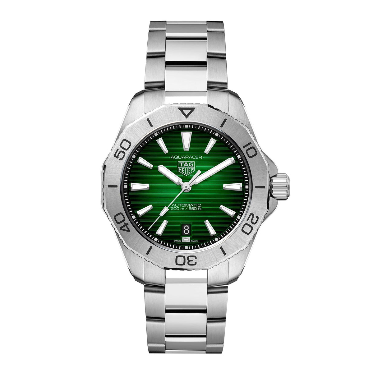  Shop Authentic Tag Heuer Aquaracer Professional 200 Automatic Green Dial Silver Steel Strap Watch for Men - WBP2115.BA0627 - Luxxuri
