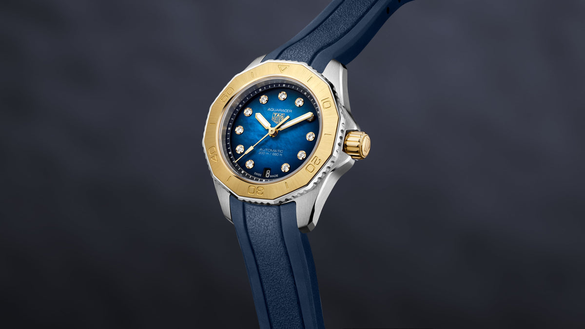  Shop Authentic Tag Heuer Aquaracer Professional 200 Automatic Diamonds Blue Dial Blue Rubber Strap Watch for Women - WBP2450.FT6215 - Luxxuri