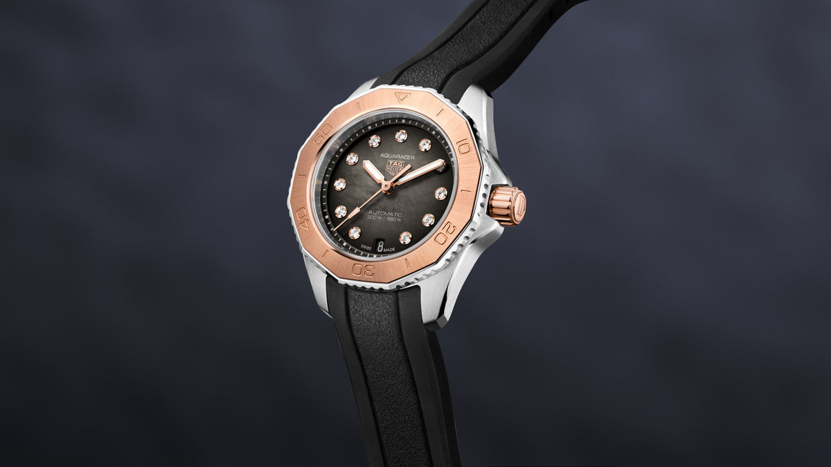  Shop Authentic Tag Heuer Aquaracer Professional 200 Automatic Diamonds Black Dial Black Rubber Strap Watch for Women - WBP2451.FT6200 - Luxxuri