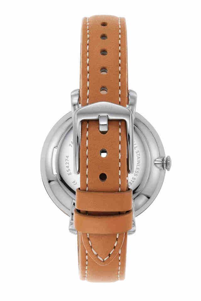  Shop Authentic Fossil Jacqueline Three Hand Date Luggage Blue Dial Brown Leather Strap Watch for Women - ES4274 - Luxxuri