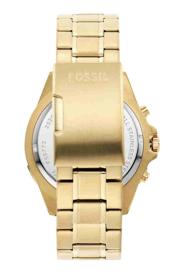 Shop Authentic Fossil Garrett Chronograph Gold Dial Gold Steel Strap Watch for Men - FS5772 - Luxxuri