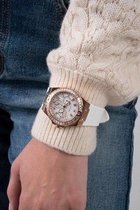  Shop Authentic Guess Crown Jewel Multifunction Diamonds White Dial White Leather Strap Watch for Women - GW0411L1 - Luxxuri
