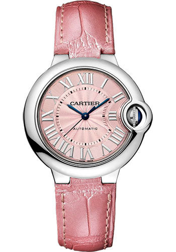  Shop Authentic Cartier Ballon Bleu De Cartier Pink Dial Pink Leather Strap Watch for Women - WSBB0007 - Luxxuri