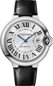  Shop Authentic Cartier Ballon Bleu De Cartier Silver Dial Black Leather Strap Watch for Women - WSBB0028 - Luxxuri