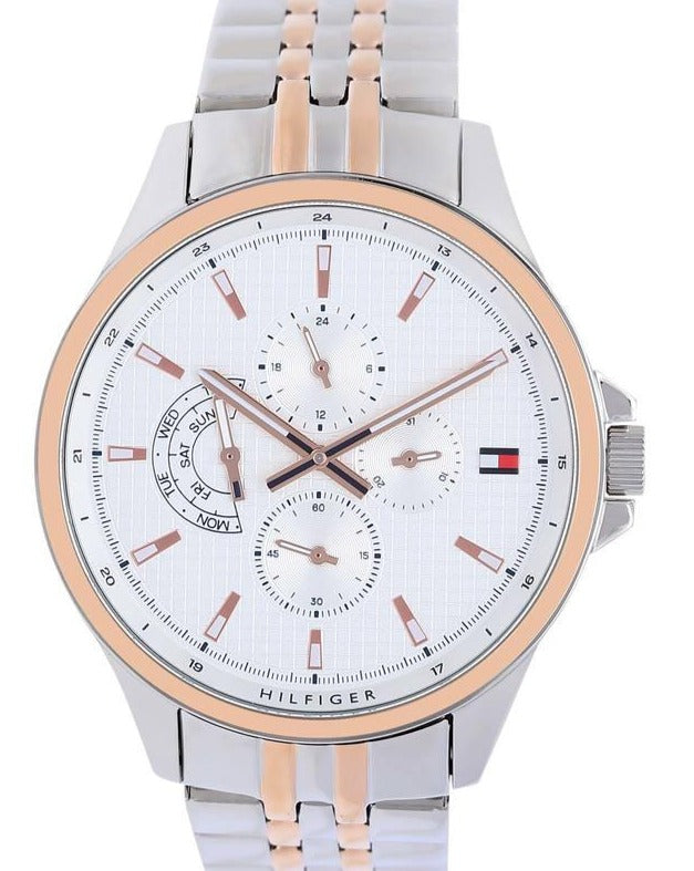  Shop Authentic Tommy Hilfiger Shawn Quartz White Dial Two Tone Steel Strap Watch for Men - 1791617 - Luxxuri