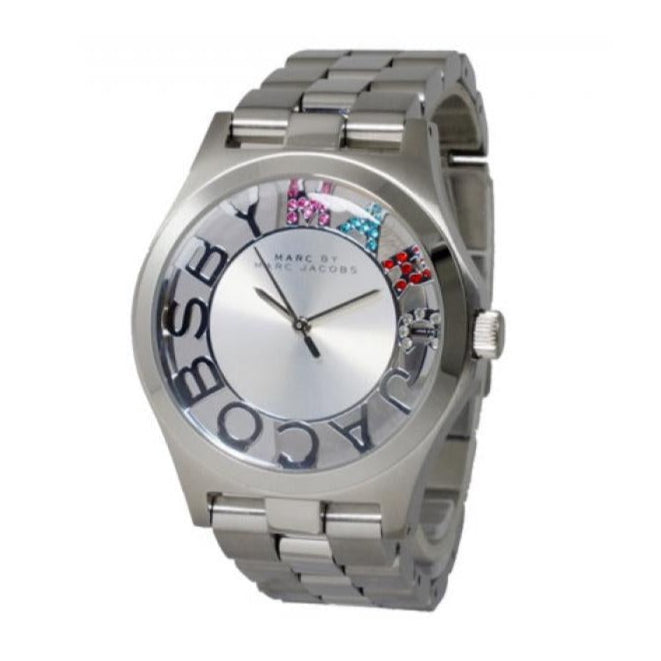  Shop Authentic Marc Jacobs Henry Skeleton Silver Dial Silver Steel Strap Watch for Women - MBM3262 - Luxxuri