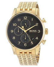  Shop Authentic Hugo Boss Navigator Black Dial Gold Steel Strap Watch for Men - 1513531 - Luxxuri