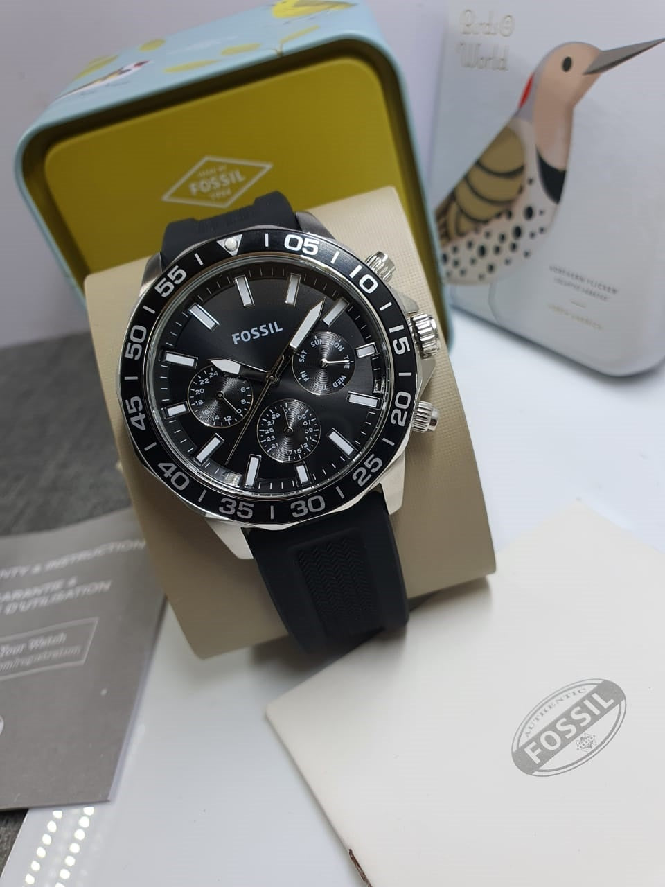  Shop Authentic Fossil Bannon Multifunction Black Dial Black Silicone Strap Watch for Men - BQ2494 - Luxxuri
