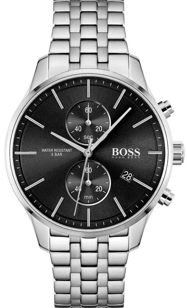  Shop Authentic Hugo Boss Associate Black Dial Silver Steel Strap Watch for Men - 1513869 - Luxxuri