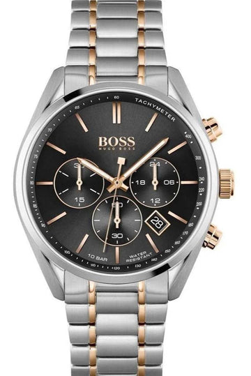  Shop Authentic Hugo Boss Champion Chronograph Black Dial Two Tone Steel Strap Watch for Men - 1513819 - Luxxuri