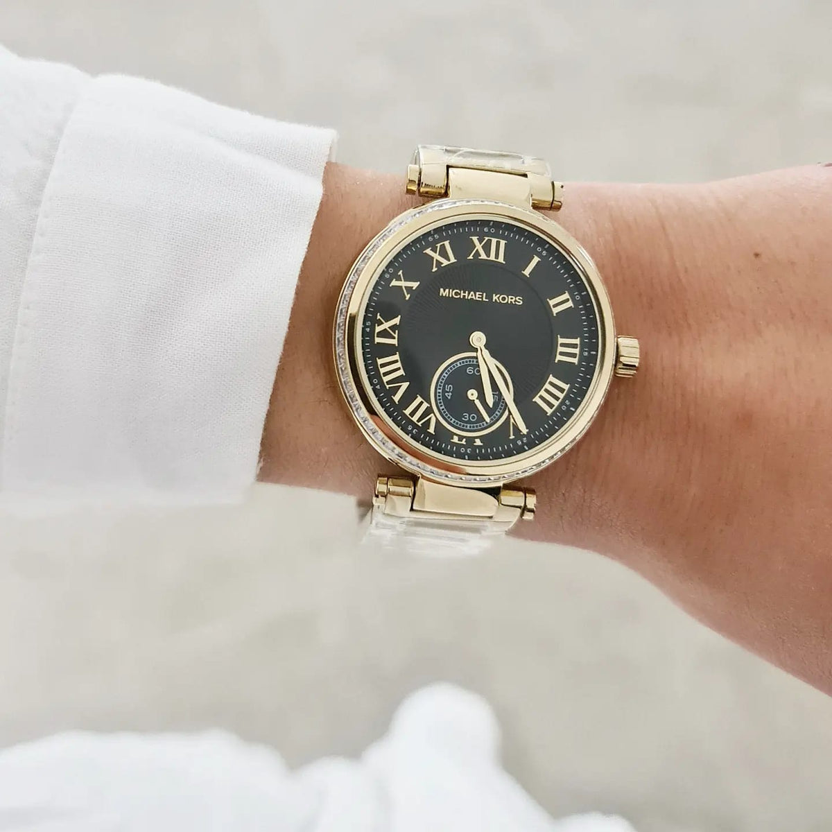  Shop Authentic Michael Kors Skylar Black Dial Gold Steel Strap Watch for Women - MK5989 - Luxxuri
