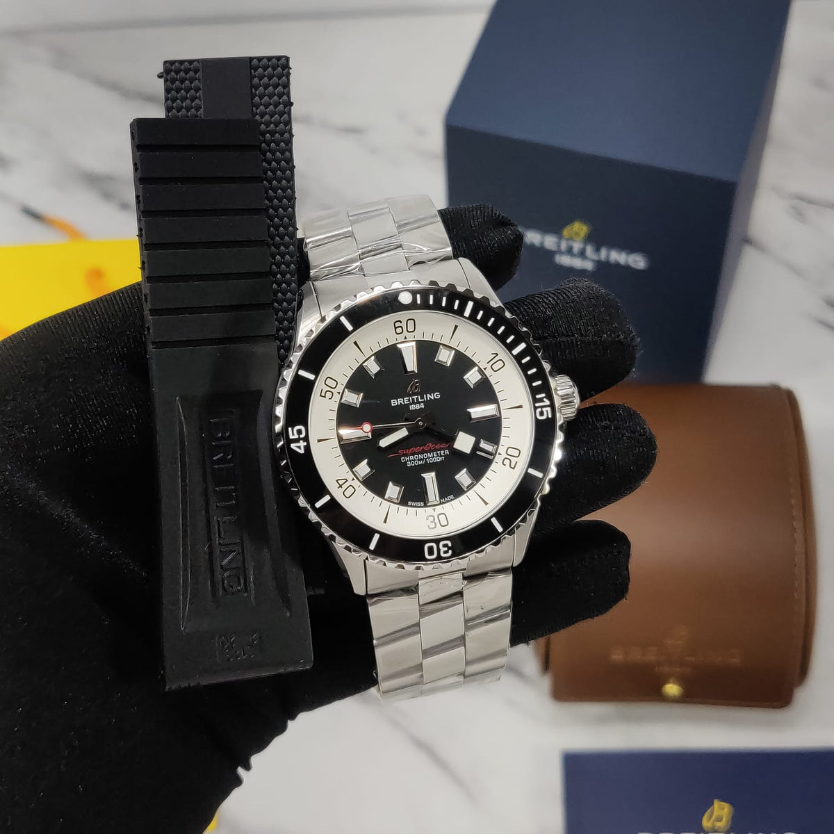  Shop Authentic Breitling Superocean Automatic 44mm Black Dial Silver Steel Strap Watch for for Men - A17376211B1A1 - Luxxuri