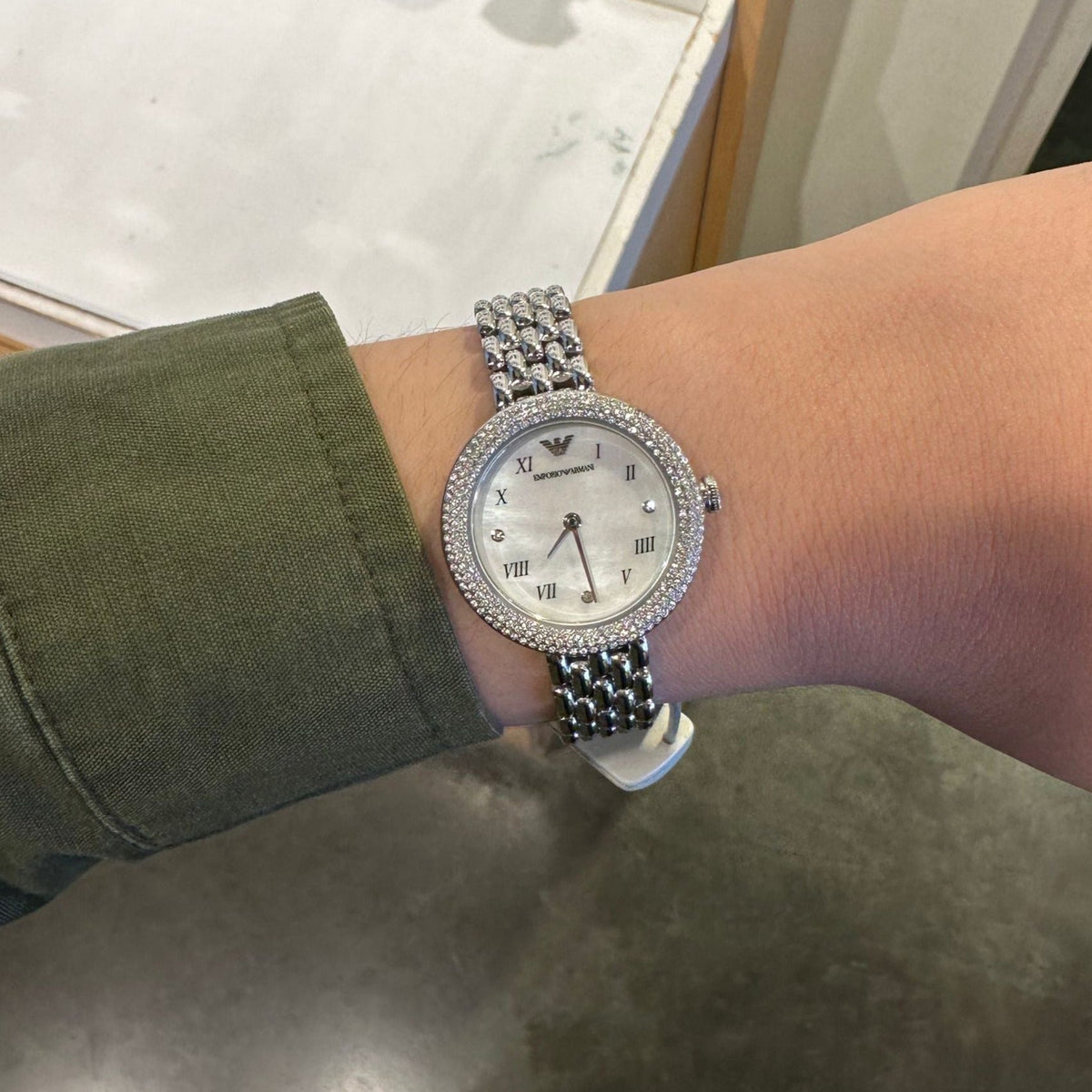  Shop Authentic Emporio Armani Rosa Quartz White Dial Silver Steel Strap Watch For Women - AR11354 - Luxxuri