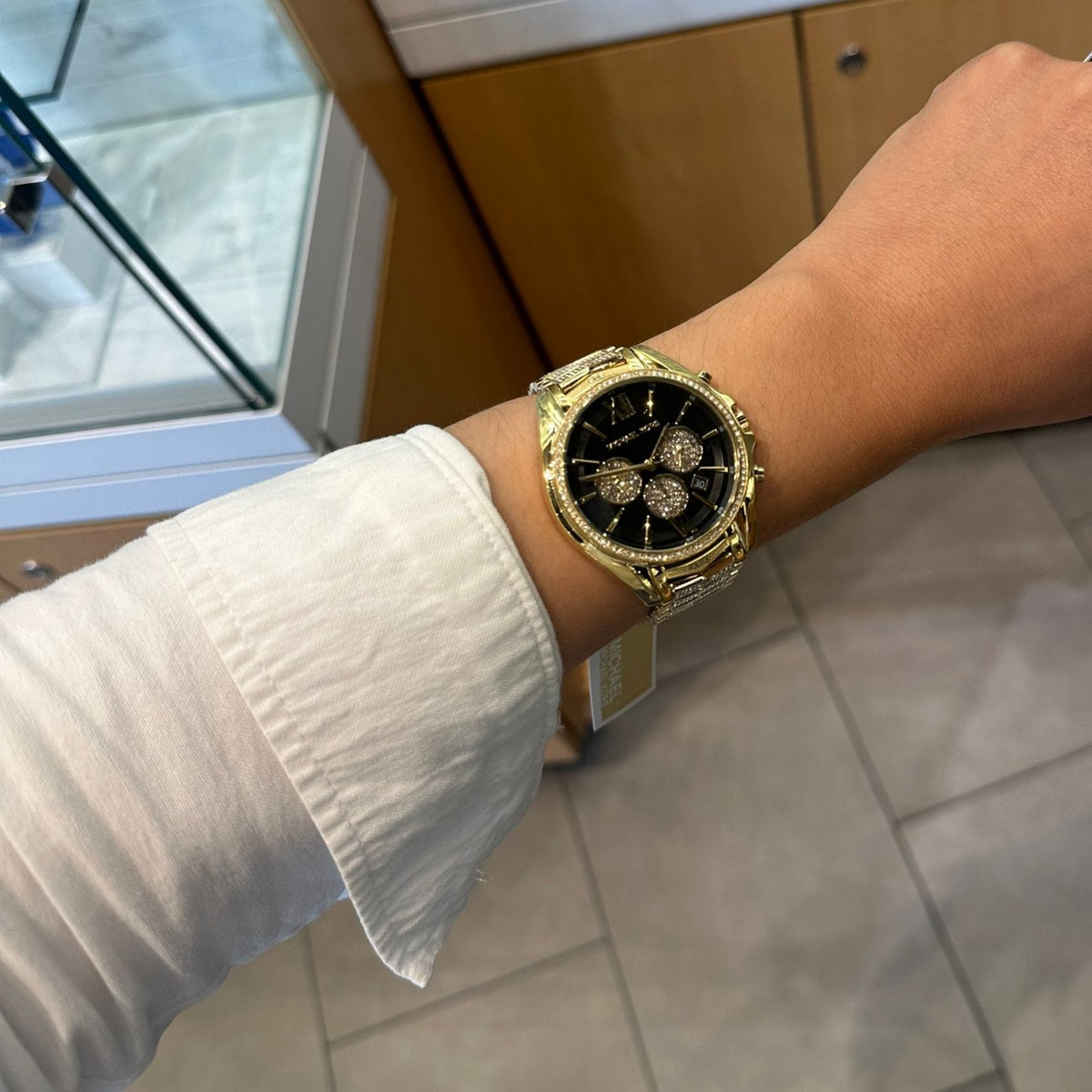  Shop Authentic Michael Kors Whitney Chronograph Black Dial Gold Steel Strap Watch for Women - MK7224 - Luxxuri