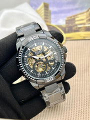  Shop Authentic Fossil Bronson Automatic Skeleton Black Dial Black Steel Strap Watch for Men - ME3217 - Luxxuri