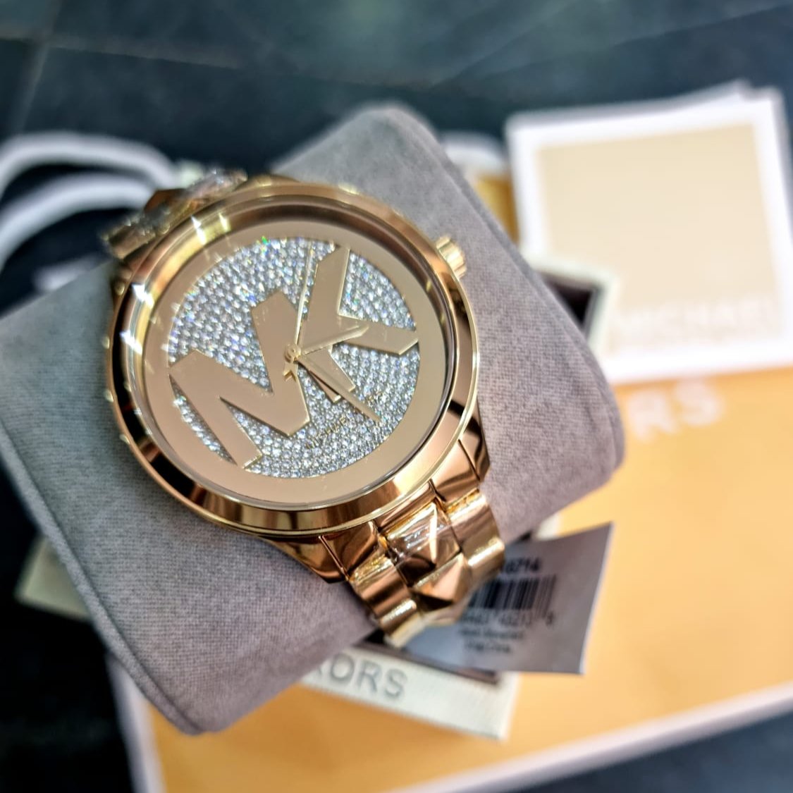  Shop Authentic Michael Kors Runway Mercer Crystals Gold Dial Gold Steel Strap Watch For Women - MK6714 - Luxxuri