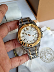  Shop Authentic Versace Chain Reaction Quartz White Dial Two Tone Steel Strap Watch for Men - VEDY00519 - Luxxuri
