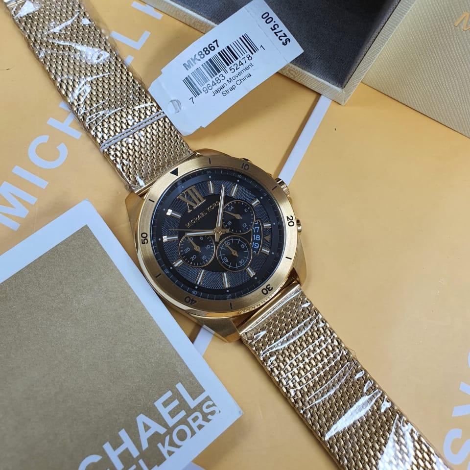  Shop Authentic Michael Kors Brecken Chronograph Black Dial Gold Mesh Strap Watch For Men - MK8867 - Luxxuri