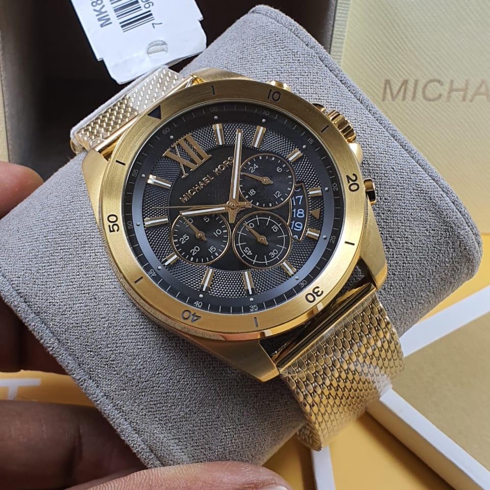  Shop Authentic Michael Kors Brecken Chronograph Black Dial Gold Mesh Strap Watch For Men - MK8867 - Luxxuri