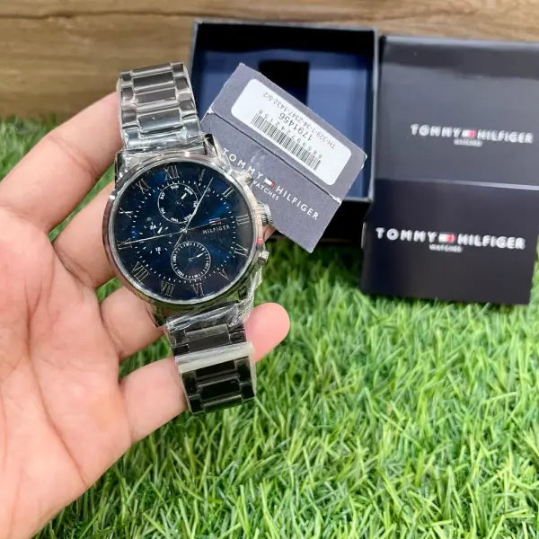  Shop Authentic Tommy Hilfiger Kane Quartz Blue Dial Black Steel Strap Watch for Men - 1791456 - Luxxuri