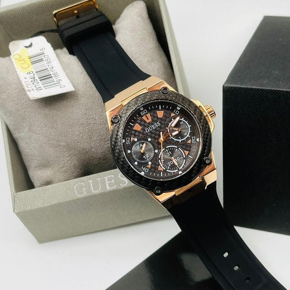  Shop Authentic Guess Zena Chronograph Black Dial Black Rubber Strap Watch For Women - W1094L6 - Luxxuri