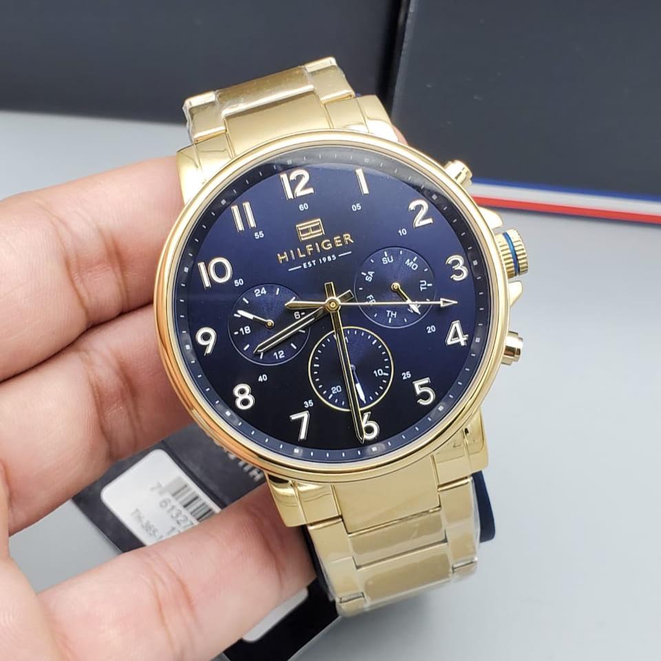  Shop Authentic Tommy Hilfiger Daniel Chronograph Blue Dial Gold Steel Strap Watch for Men - 1710384 - Luxxuri