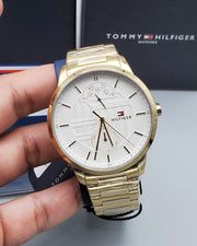  Shop Authentic Tommy Hilfiger Hunter White Dial Gold Steel Strap Watch for Men - 1791609 - Luxxuri