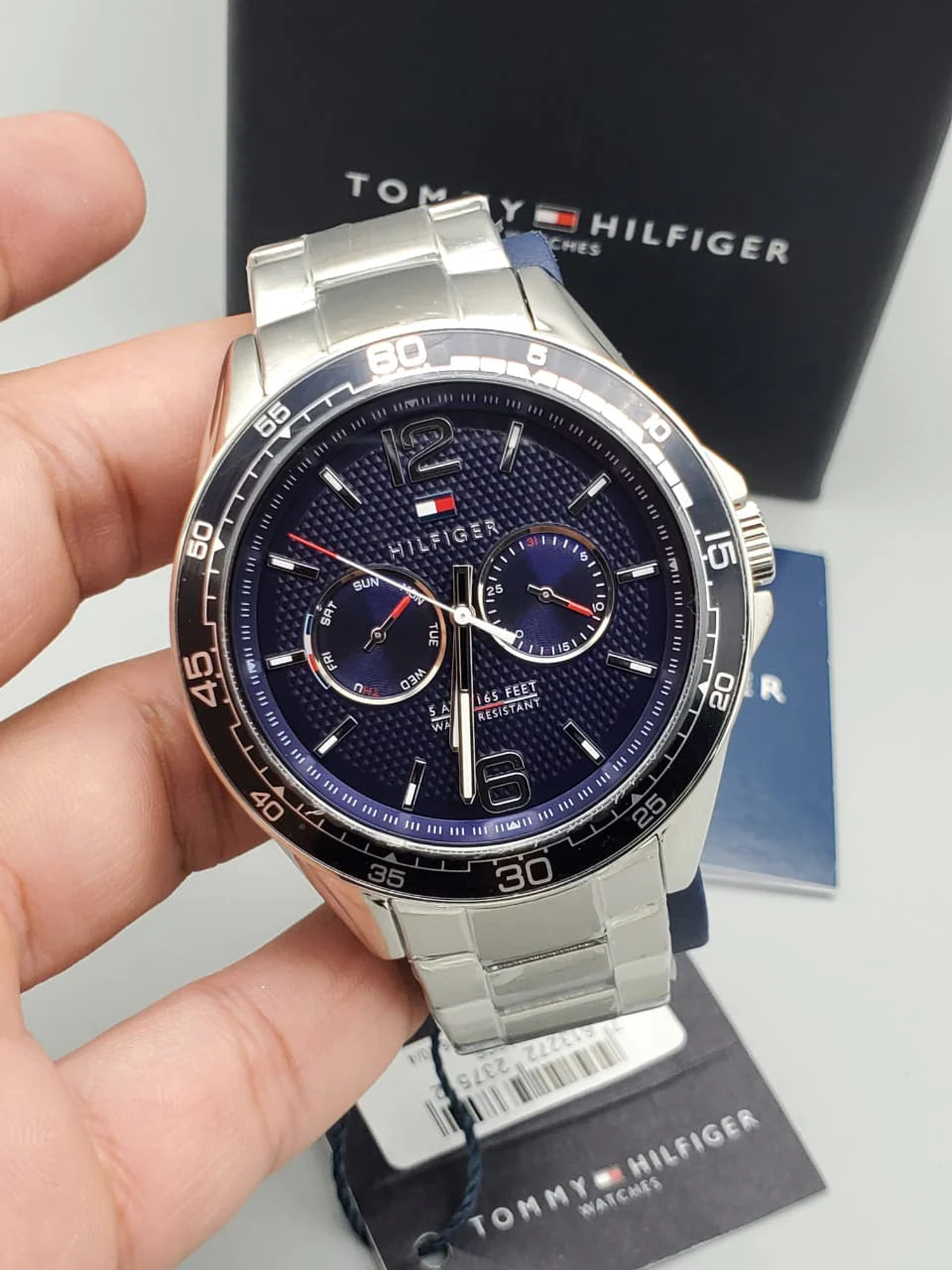  Shop Authentic Tommy Hilfiger Erik Chronograph Blue Dial Silver Steel Strap Watch for Men - 1791366 - Luxxuri