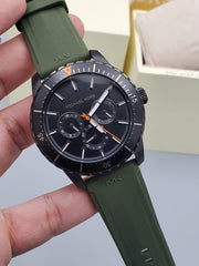  Shop Authentic Michael Kors Cunningham Chronograph Black Dial Green Rubber Strap Watch For Men - MK7165 - Luxxuri